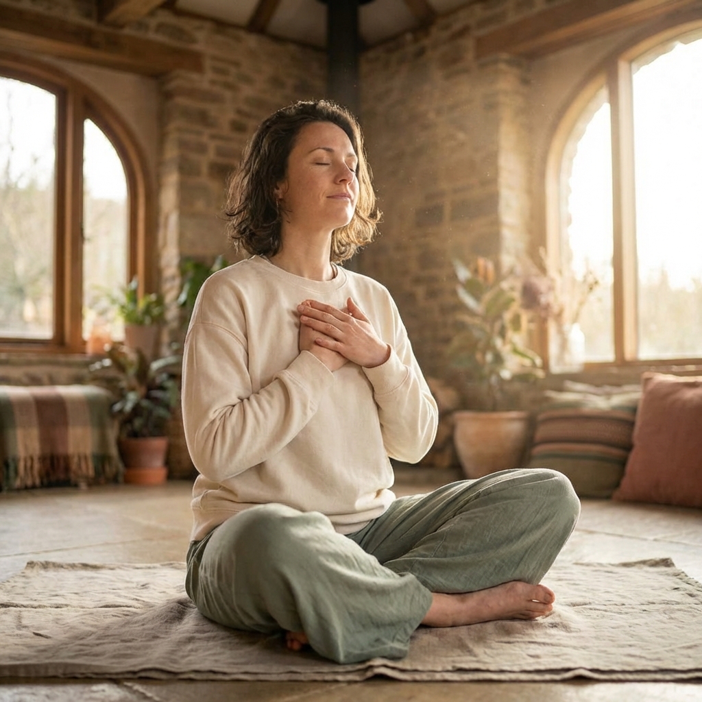 Person meditating peacefully